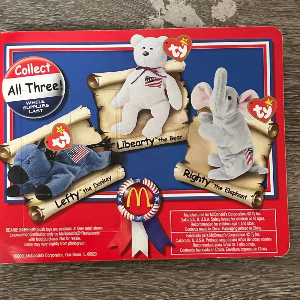 Ty Righty the Elephant Teenie Beanie Baby 5 in Gray Polyester Fiber NWT